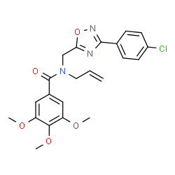 ChemSpider 2D Image | N-Allyl-N-{[3-(4-chlorophenyl)-1,2,4-oxadiazol-5-yl]methyl}-3,4,5-trimethoxybenzamide | C22H22ClN3O5