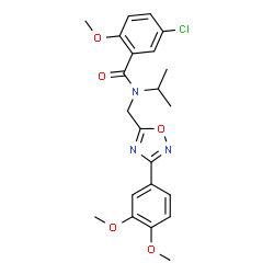 ChemSpider 2D Image | 5-Chloro-N-{[3-(3,4-dimethoxyphenyl)-1,2,4-oxadiazol-5-yl]methyl}-N-isopropyl-2-methoxybenzamide | C22H24ClN3O5
