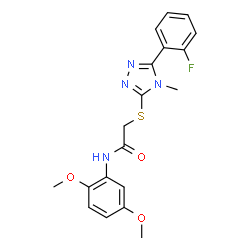 ChemSpider 2D Image | N-(2,5-Dimethoxyphenyl)-2-{[5-(2-fluorophenyl)-4-methyl-4H-1,2,4-triazol-3-yl]sulfanyl}acetamide | C19H19FN4O3S