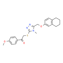 ChemSpider 2D Image | 1-(4-Methoxyphenyl)-2-({4-methyl-5-[(5,6,7,8-tetrahydro-2-naphthalenyloxy)methyl]-4H-1,2,4-triazol-3-yl}sulfanyl)ethanone | C23H25N3O3S