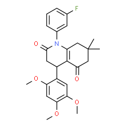 ChemSpider 2D Image | 1-(3-Fluorophenyl)-7,7-dimethyl-4-(2,4,5-trimethoxyphenyl)-4,6,7,8-tetrahydro-2,5(1H,3H)-quinolinedione | C26H28FNO5