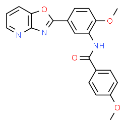ChemSpider 2D Image | 4-Methoxy-N-[2-methoxy-5-([1,3]oxazolo[4,5-b]pyridin-2-yl)phenyl]benzamide | C21H17N3O4