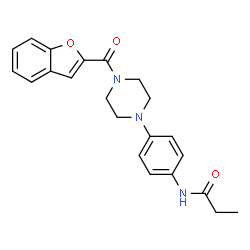 ChemSpider 2D Image | N-{4-[4-(1-Benzofuran-2-ylcarbonyl)-1-piperazinyl]phenyl}propanamide | C22H23N3O3