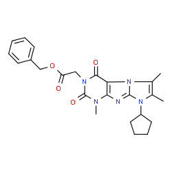 ChemSpider 2D Image | Benzyl (8-cyclopentyl-1,6,7-trimethyl-2,4-dioxo-1,2,4,8-tetrahydro-3H-imidazo[2,1-f]purin-3-yl)acetate | C24H27N5O4