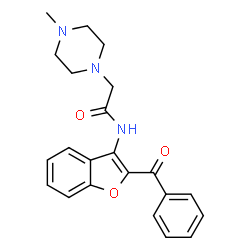 ChemSpider 2D Image | N-(2-Benzoyl-1-benzofuran-3-yl)-2-(4-methyl-1-piperazinyl)acetamide | C22H23N3O3