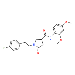 ChemSpider 2D Image | N-(2,4-Dimethoxyphenyl)-1-[2-(4-fluorophenyl)ethyl]-5-oxo-3-pyrrolidinecarboxamide | C21H23FN2O4