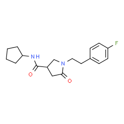 ChemSpider 2D Image | N-Cyclopentyl-1-[2-(4-fluorophenyl)ethyl]-5-oxo-3-pyrrolidinecarboxamide | C18H23FN2O2