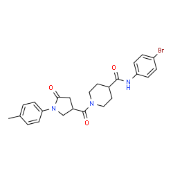 ChemSpider 2D Image | N-(4-Bromophenyl)-1-{[1-(4-methylphenyl)-5-oxo-3-pyrrolidinyl]carbonyl}-4-piperidinecarboxamide | C24H26BrN3O3