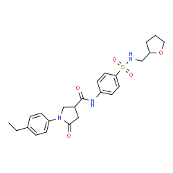 ChemSpider 2D Image | 1-(4-Ethylphenyl)-5-oxo-N-{4-[(tetrahydro-2-furanylmethyl)sulfamoyl]phenyl}-3-pyrrolidinecarboxamide | C24H29N3O5S