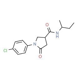 ChemSpider 2D Image | N-sec-Butyl-1-(4-chlorophenyl)-5-oxo-3-pyrrolidinecarboxamide | C15H19ClN2O2