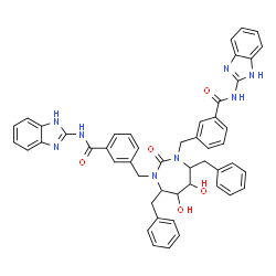 ChemSpider 2D Image | 3,3'-[(4,7-Dibenzyl-5,6-dihydroxy-2-oxo-1,3-diazepane-1,3-diyl)bis(methylene)]bis[N-(1H-benzimidazol-2-yl)benzamide] | C49H44N8O5