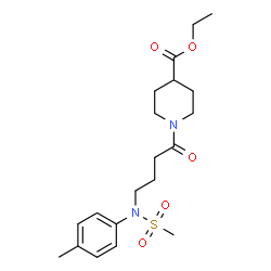 ChemSpider 2D Image | Ethyl 1-{4-[(4-methylphenyl)(methylsulfonyl)amino]butanoyl}-4-piperidinecarboxylate | C20H30N2O5S