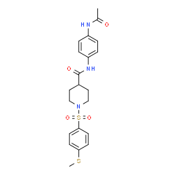 ChemSpider 2D Image | N-(4-Acetamidophenyl)-1-{[4-(methylsulfanyl)phenyl]sulfonyl}-4-piperidinecarboxamide | C21H25N3O4S2