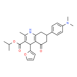 ChemSpider 2D Image | Isopropyl 7-[4-(dimethylamino)phenyl]-4-(2-furyl)-2-methyl-5-oxo-1,4,5,6,7,8-hexahydro-3-quinolinecarboxylate | C26H30N2O4