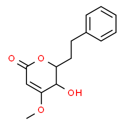 ChemSpider 2D Image | 5-Hydroxy-4-methoxy-6-(2-phenylethyl)-5,6-dihydro-2H-pyran-2-one | C14H16O4