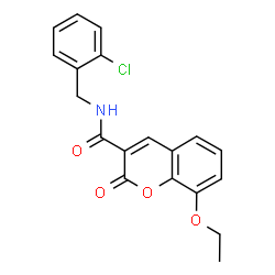 ChemSpider 2D Image | N-(2-Chlorobenzyl)-8-ethoxy-2-oxo-2H-chromene-3-carboxamide | C19H16ClNO4