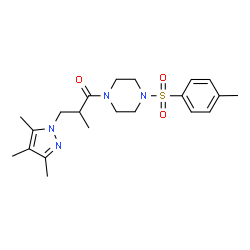 ChemSpider 2D Image | 2-Methyl-1-{4-[(4-methylphenyl)sulfonyl]-1-piperazinyl}-3-(3,4,5-trimethyl-1H-pyrazol-1-yl)-1-propanone | C21H30N4O3S
