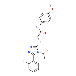 ChemSpider 2D Image | 2-{[5-(2-Fluorophenyl)-4-isopropyl-4H-1,2,4-triazol-3-yl]sulfanyl}-N-(4-methoxyphenyl)acetamide | C20H21FN4O2S