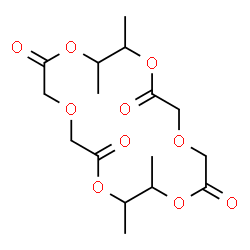 ChemSpider 2D Image | 8,9,17,18-Tetramethyl-1,4,7,10,13,16-hexaoxacyclooctadecane-2,6,11,15-tetrone | C16H24O10