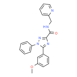 ChemSpider 2D Image | 5-(3-Methoxyphenyl)-1-phenyl-N-(2-pyridinylmethyl)-1H-1,2,4-triazole-3-carboxamide | C22H19N5O2
