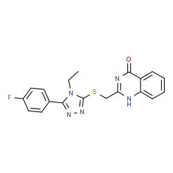 ChemSpider 2D Image | 4(3H)-quinazolinone, 2-[[[4-ethyl-5-(4-fluorophenyl)-4H-1,2,4-triazol-3-yl]thio]methyl]- | C19H16FN5OS