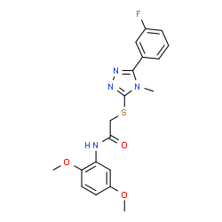 ChemSpider 2D Image | N-(2,5-Dimethoxyphenyl)-2-{[5-(3-fluorophenyl)-4-methyl-4H-1,2,4-triazol-3-yl]sulfanyl}acetamide | C19H19FN4O3S