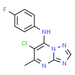ChemSpider 2D Image | 6-Chloro-N-(4-fluorophenyl)-5-methyl[1,2,4]triazolo[1,5-a]pyrimidin-7-amine | C12H9ClFN5