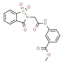 ChemSpider 2D Image | Methyl 3-{[(1,1-dioxido-3-oxo-1,2-benzothiazol-2(3H)-yl)acetyl]amino}benzoate | C17H14N2O6S