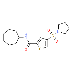 ChemSpider 2D Image | N-Cycloheptyl-4-(1-pyrrolidinylsulfonyl)-2-thiophenecarboxamide | C16H24N2O3S2