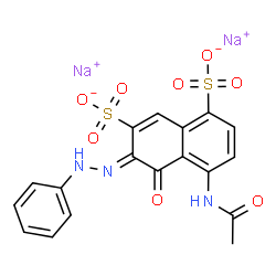 ChemSpider 2D Image | Disodium (6Z)-4-acetamido-5-oxo-6-(phenylhydrazono)-5,6-dihydro-1,7-naphthalenedisulfonate | C18H13N3Na2O8S2
