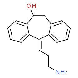 ChemSpider 2D Image | (5E)-5-(3-Aminopropylidene)-10,11-dihydro-5H-dibenzo[a,d][7]annulen-10-ol | C18H19NO