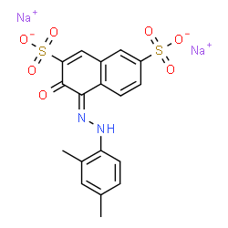 ChemSpider 2D Image | Disodium (4E)-4-[(2,4-dimethylphenyl)hydrazono]-3-oxo-3,4-dihydro-2,7-naphthalenedisulfonate | C18H14N2Na2O7S2