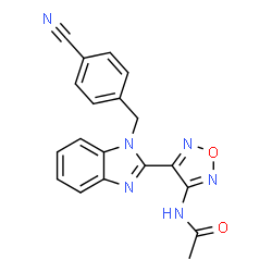 ChemSpider 2D Image | N-{4-[1-(4-Cyanobenzyl)-1H-benzimidazol-2-yl]-1,2,5-oxadiazol-3-yl}acetamide | C19H14N6O2