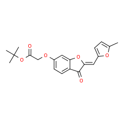 ChemSpider 2D Image | tert-Butyl ({(2Z)-2-[(5-methyl-2-furyl)methylene]-3-oxo-2,3-dihydro-1-benzofuran-6-yl}oxy)acetate | C20H20O6
