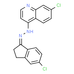 ChemSpider 2D Image | 7-Chloro-4-[(2Z)-2-(5-chloro-2,3-dihydro-1H-inden-1-ylidene)hydrazino]quinoline | C18H13Cl2N3