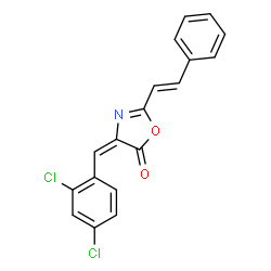 ChemSpider 2D Image | (4E)-4-(2,4-Dichlorobenzylidene)-2-[(E)-2-phenylvinyl]-1,3-oxazol-5(4H)-one | C18H11Cl2NO2
