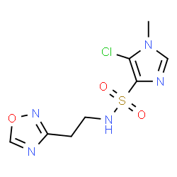 ChemSpider 2D Image | 5-Chloro-1-methyl-N-[2-(1,2,4-oxadiazol-3-yl)ethyl]-1H-imidazole-4-sulfonamide | C8H10ClN5O3S