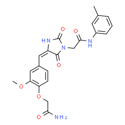 ChemSpider 2D Image | 2-{(4E)-4-[4-(2-Amino-2-oxoethoxy)-3-methoxybenzylidene]-2,5-dioxo-1-imidazolidinyl}-N-(3-methylphenyl)acetamide | C22H22N4O6