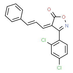 ChemSpider 2D Image | (4Z)-3-(2,4-Dichlorophenyl)-4-[(2E)-3-phenyl-2-propen-1-ylidene]-1,2-oxazol-5(4H)-one | C18H11Cl2NO2