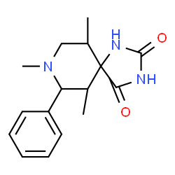 ChemSpider 2D Image | 6,8,10-Trimethyl-7-phenyl-1,3,8-triazaspiro[4.5]decane-2,4-dione | C16H21N3O2