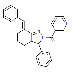 ChemSpider 2D Image | [(7E)-7-Benzylidene-3-phenyl-3,3a,4,5,6,7-hexahydro-2H-indazol-2-yl](3-pyridinyl)methanone | C26H23N3O