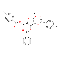 ChemSpider 2D Image | Methyl 2,3,5-tris-O-(4-methylbenzoyl)pentofuranoside  | C30H30O8