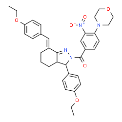 ChemSpider 2D Image | [(7E)-7-(4-Ethoxybenzylidene)-3-(4-ethoxyphenyl)-3,3a,4,5,6,7-hexahydro-2H-indazol-2-yl][4-(4-morpholinyl)-3-nitrophenyl]methanone | C35H38N4O6