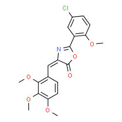 ChemSpider 2D Image | (4E)-2-(5-Chloro-2-methoxyphenyl)-4-(2,3,4-trimethoxybenzylidene)-1,3-oxazol-5(4H)-one | C20H18ClNO6