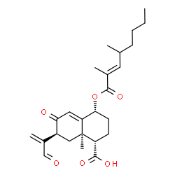 ChemSpider 2D Image | (1S,4R,7S,8aR)-4-{[(2E)-2,4-Dimethyl-2-octenoyl]oxy}-8a-methyl-6-oxo-7-(3-oxo-1-propen-2-yl)-1,2,3,4,6,7,8,8a-octahydro-1-naphthalenecarboxylic acid | C25H34O6