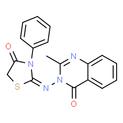 ChemSpider 2D Image | 2-Methyl-3-[(E)-(4-oxo-3-phenyl-1,3-thiazolidin-2-ylidene)amino]-4(3H)-quinazolinone | C18H14N4O2S