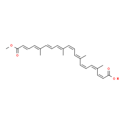 ChemSpider 2D Image | (2Z,4Z,6Z,8E,10Z,12E,14E,16E,18E)-20-Methoxy-4,8,12,16-tetramethyl-20-oxo-2,4,6,8,10,12,14,16,18-icosanonaenoic acid | C25H30O4