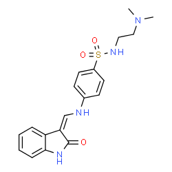ChemSpider 2D Image | N-[2-(Dimethylamino)ethyl]-4-{[(Z)-(2-oxo-1,2-dihydro-3H-indol-3-ylidene)methyl]amino}benzenesulfonamide | C19H22N4O3S