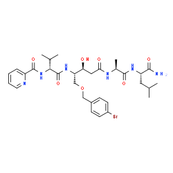 ChemSpider 2D Image | N-[(2R)-1-({(2S,3S)-5-{[(2S)-1-{[(2S)-1-Amino-4-methyl-1-oxo-2-pentanyl]amino}-1-oxo-2-propanyl]amino}-1-[(4-bromobenzyl)oxy]-3-hydroxy-5-oxo-2-pentanyl}amino)-3-methyl-1-oxo-2-butanyl]-2-pyridinecarb
oxamide | C32H45BrN6O7