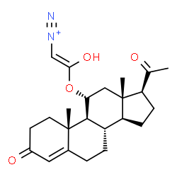 ChemSpider 2D Image | (E)-2-{[(11alpha)-3,20-Dioxopregn-4-en-11-yl]oxy}-2-hydroxyethenediazonium | C23H31N2O4